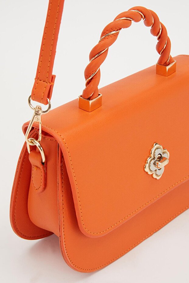 Orange Twist Pattern Handbag - 3