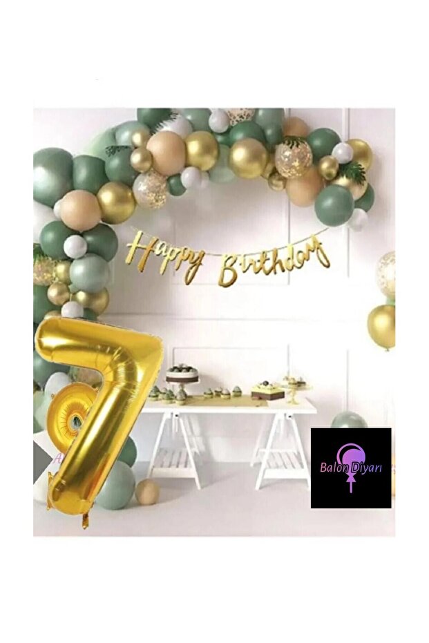 50 Pieces Balloon Luxury Pink Mold Green Gold 1 Year Old Balloon Set