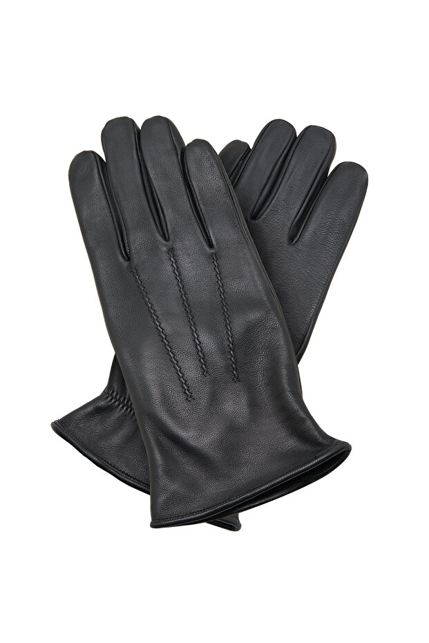 Siyah Erkek Lastikli Deri Eldiven - 1