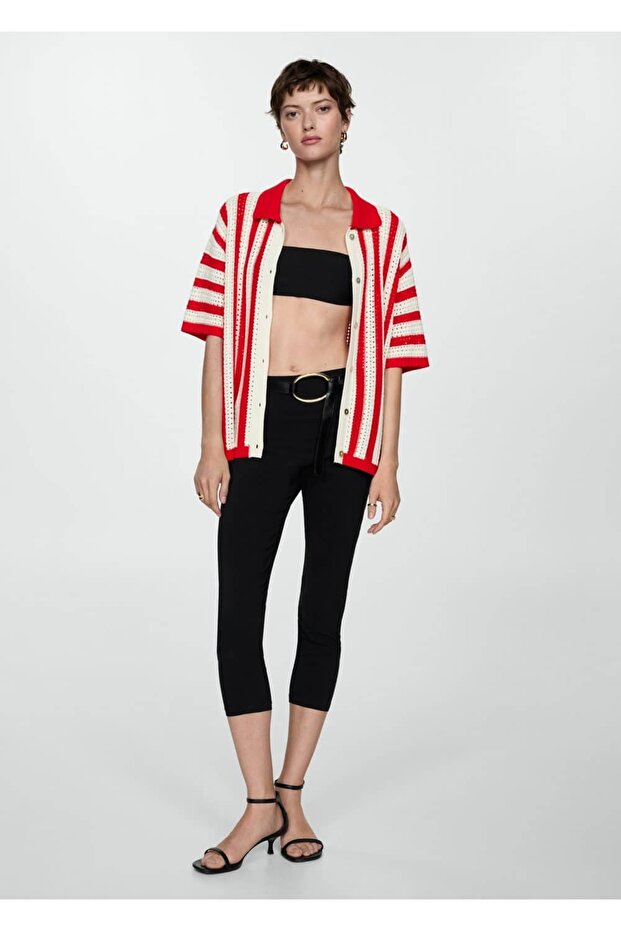 Çizgili ajur örgü hırka - 2