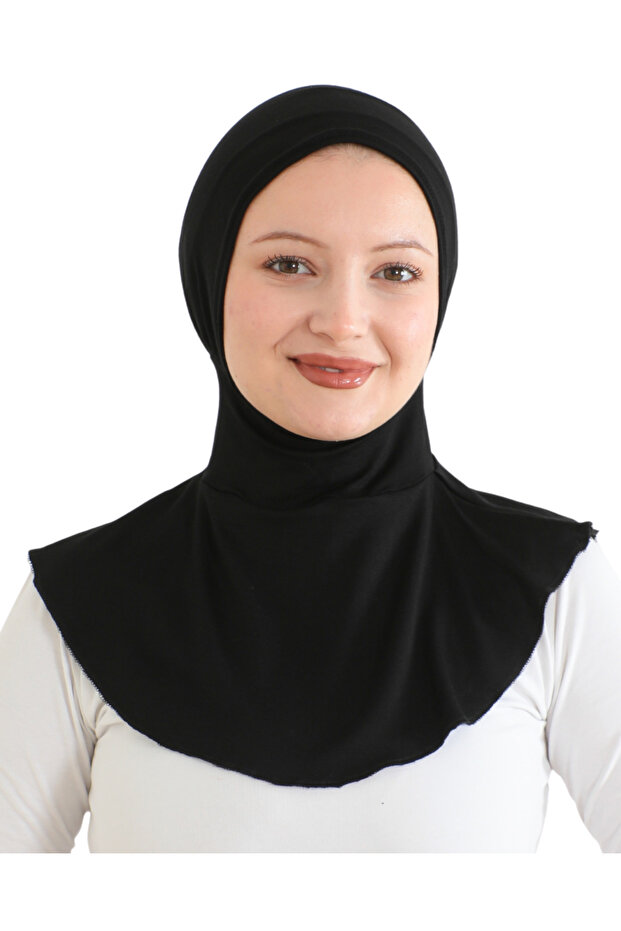Women's Neck Collar Hijab Hijab Practical Sports Bonnet - Black