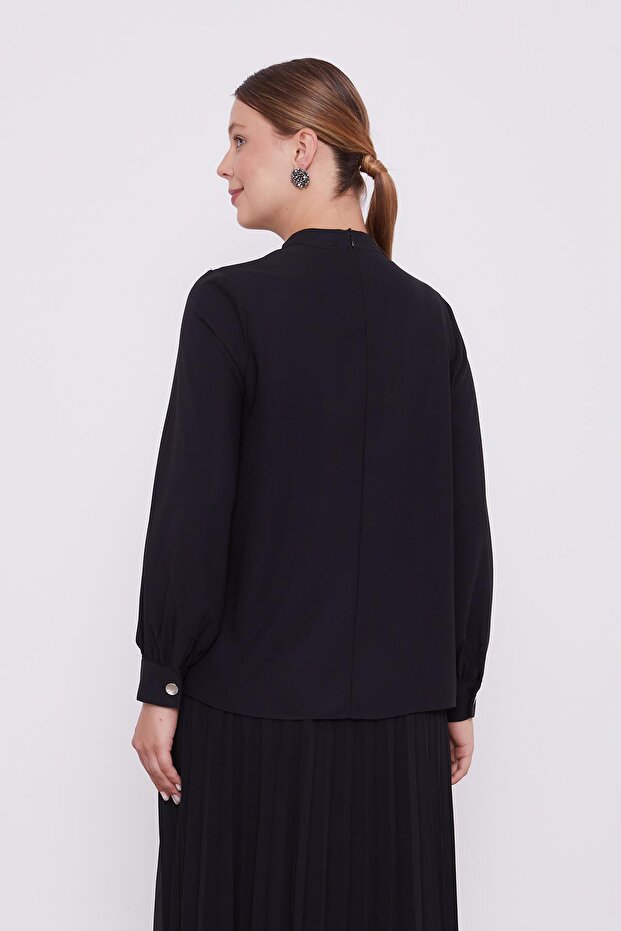 Siyah Taş İşlemeli Bluz - 6