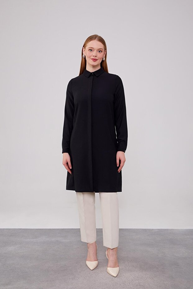 Siyah Şifon Tunik - 2