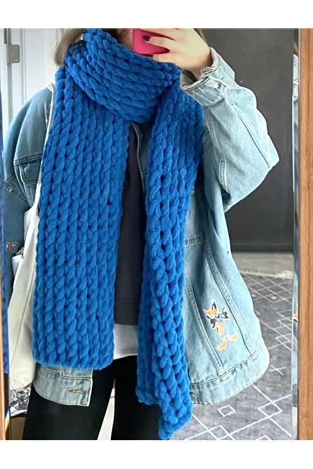 Puffy örgü atkı - 2