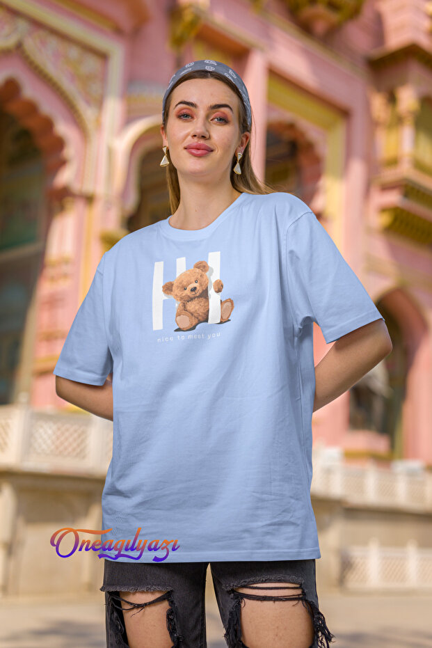 Nice to Meet You Printed Oversize T-Shirt