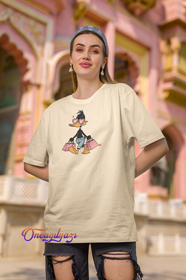 Cute Duck Printed Oversize T-Shirt