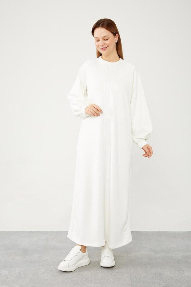 Ecru Duvet Detailed Sports Dress