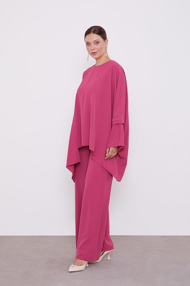 Pembe Taş İşlemeli Tunik Takım - 2