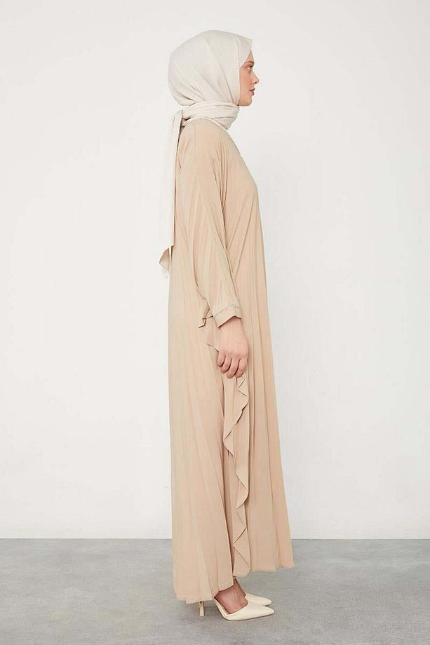 Camel Yarasa Kol Elbise - 4