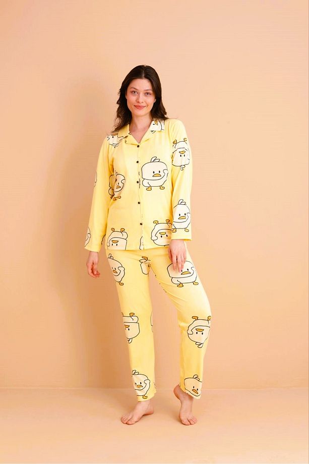 Civciv Desenli Kadın Pijama Takımı New Check Civcivli - 7