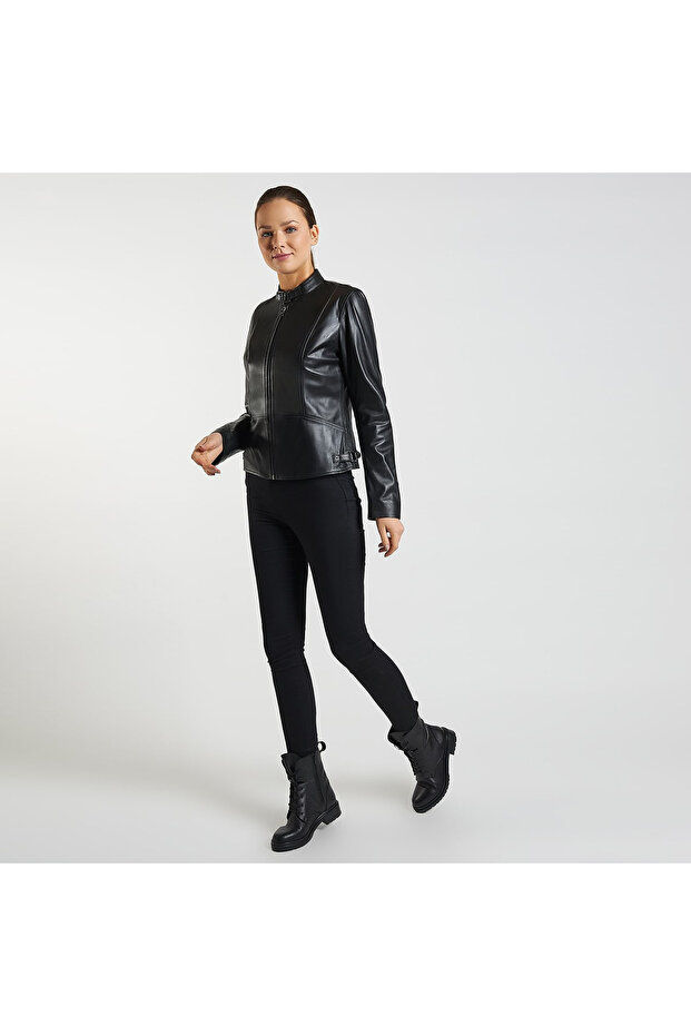 Paride Siyah Kadın Deri Ceket - 2