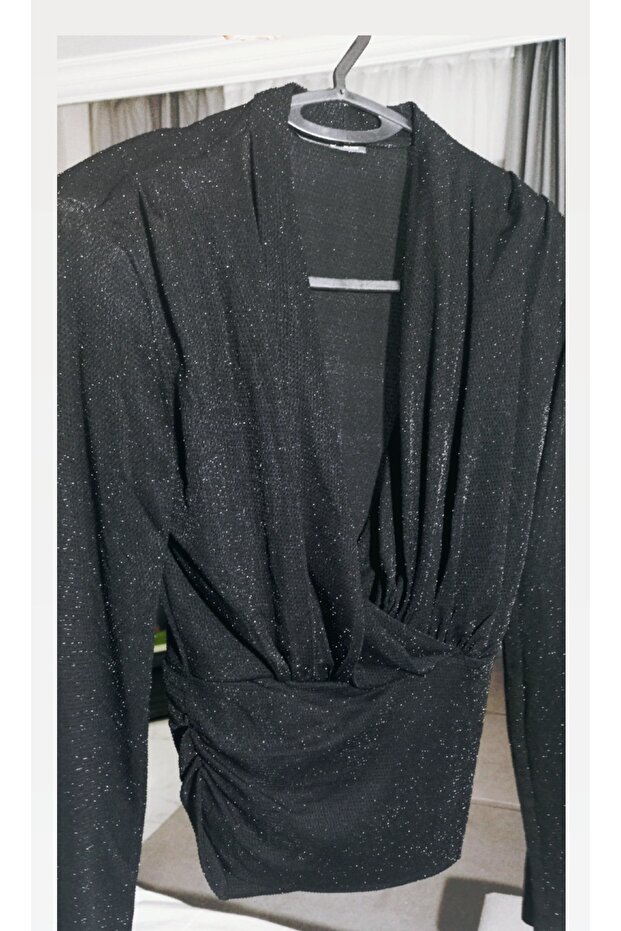 Simli Kruvaze Bluz - 5