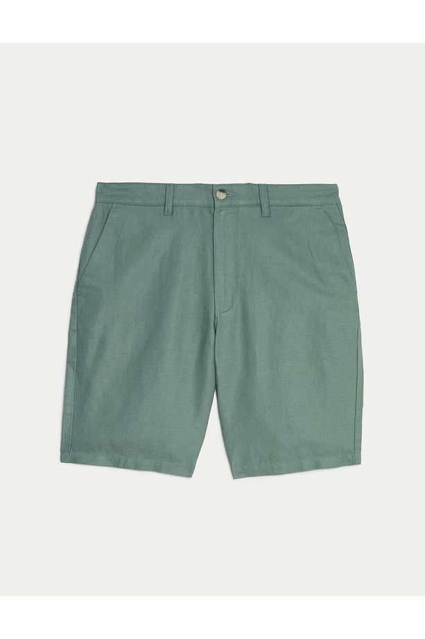 Regular Fit Keten Chino Şort - 5