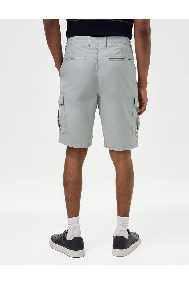 Saf Pamuklu Regular Fit Kargo Şort - 4