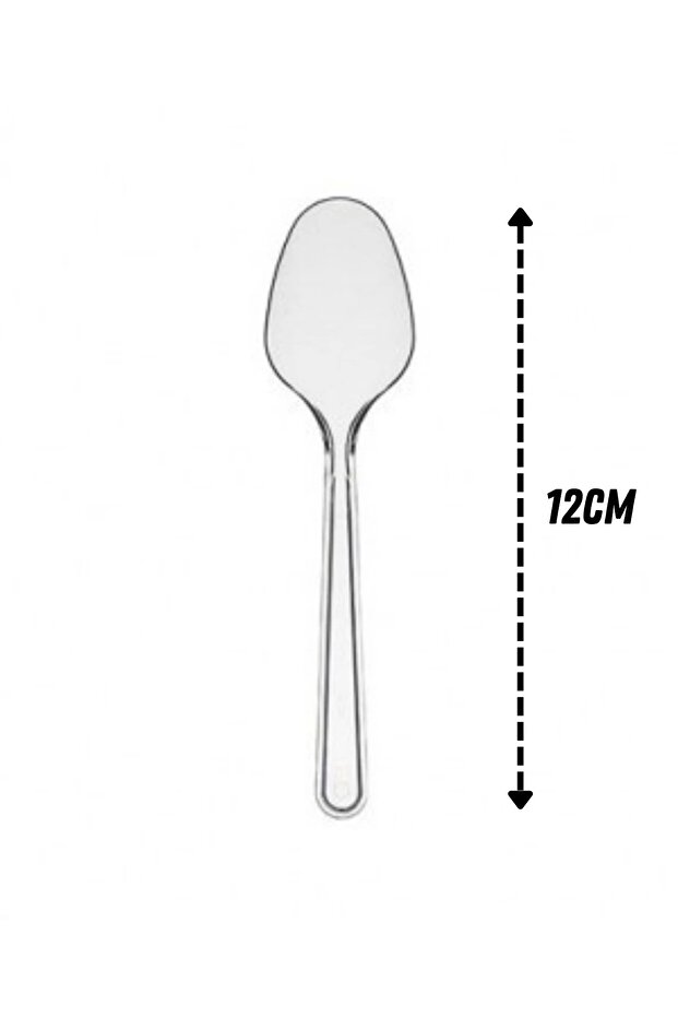Plastik Küçük Tatlı Kaşığı 100 Adet Şeffaf Renk Tek Kullanımlık Sup Mısır Kaşığı - 2