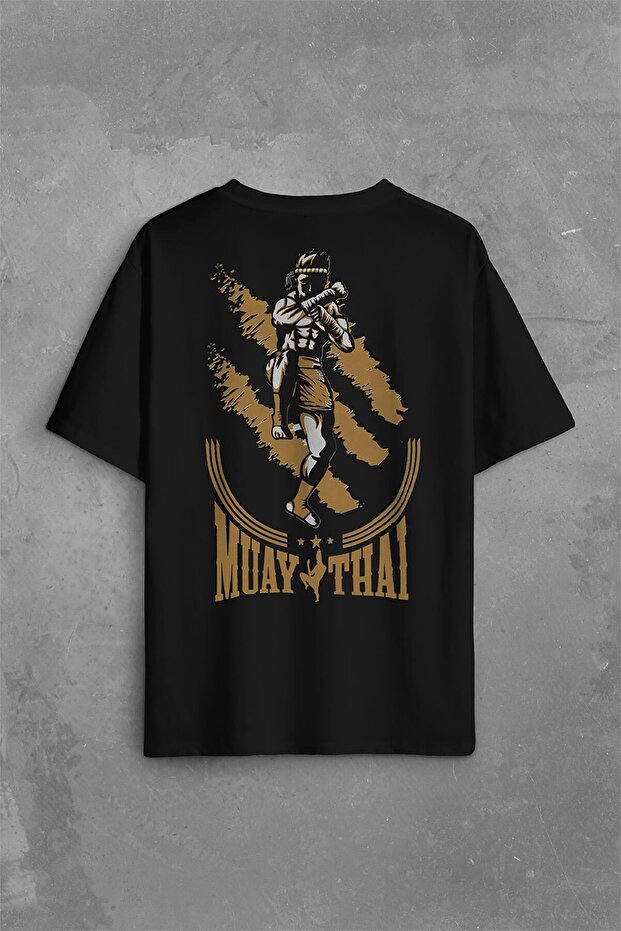 Muay Thai MuayThai Kickboxing Boxing Far East Back Front Printed Oversize T-Shirt Unisex T-Shirt