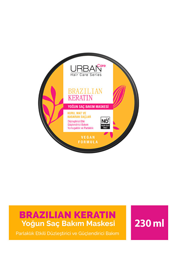 Urban Care Brezilya Keratin Düzleştirici Etkili Yoğun Saç Bakım Maskesi-230 ml-vegan