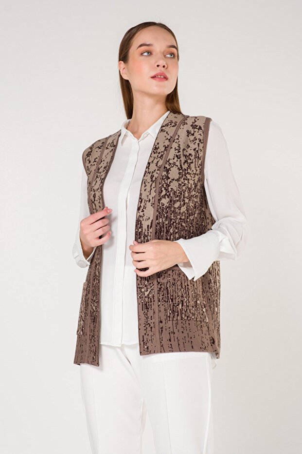 المنك منقوشة سترة منقوشة - 3