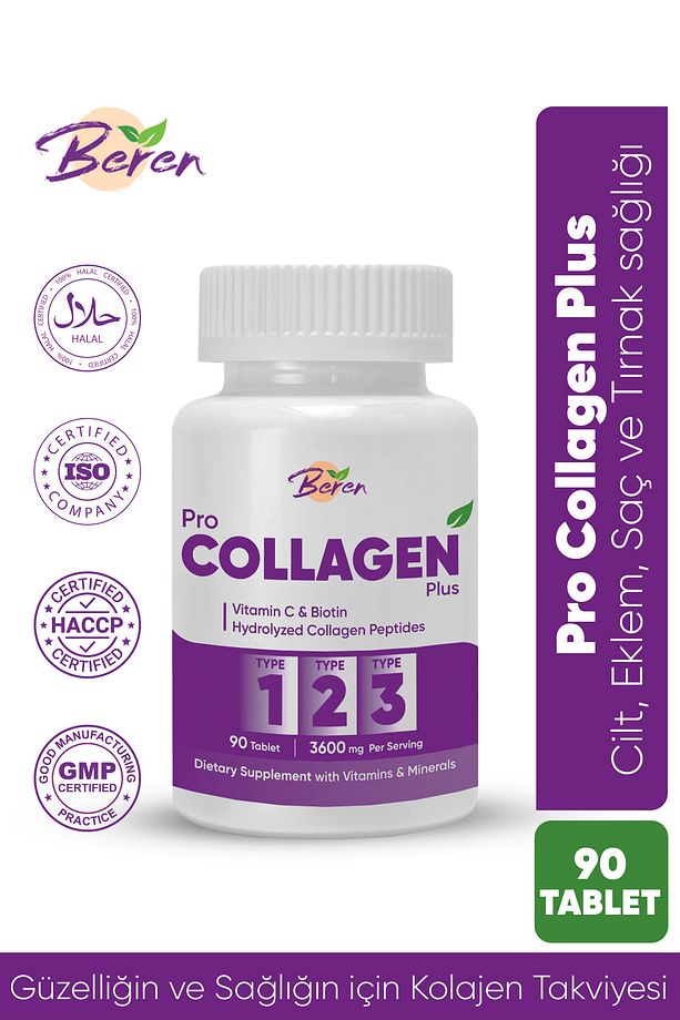 Pro Kolajen Plus Tip 1, 2 Ve 3 Kolajen, Vitamin C, Biotin Ve Çinko Içeren 90 Tablet - 1