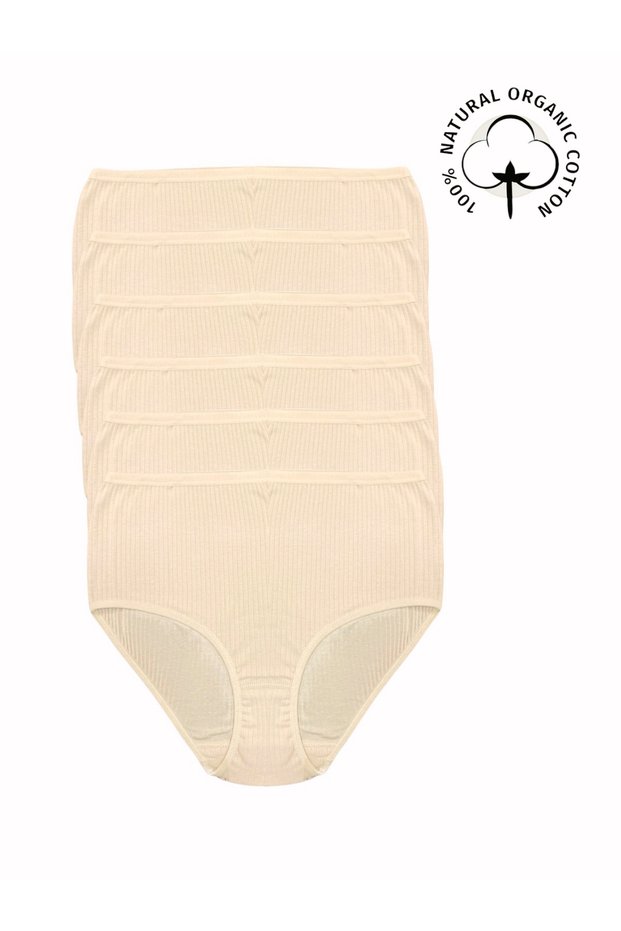 6-Pack Women's Skin-Friendly 100% Cotton High Waist Ribbed Camisole Underwear High Quality Flexible Bato Panties