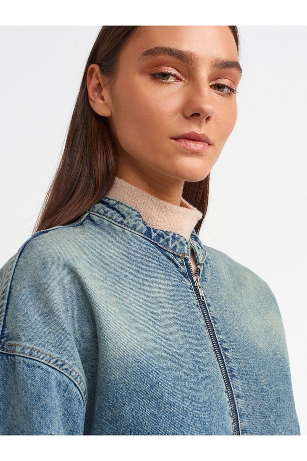 65340 Kar Yıkama Uzun Bomber Mont-Tint - 4