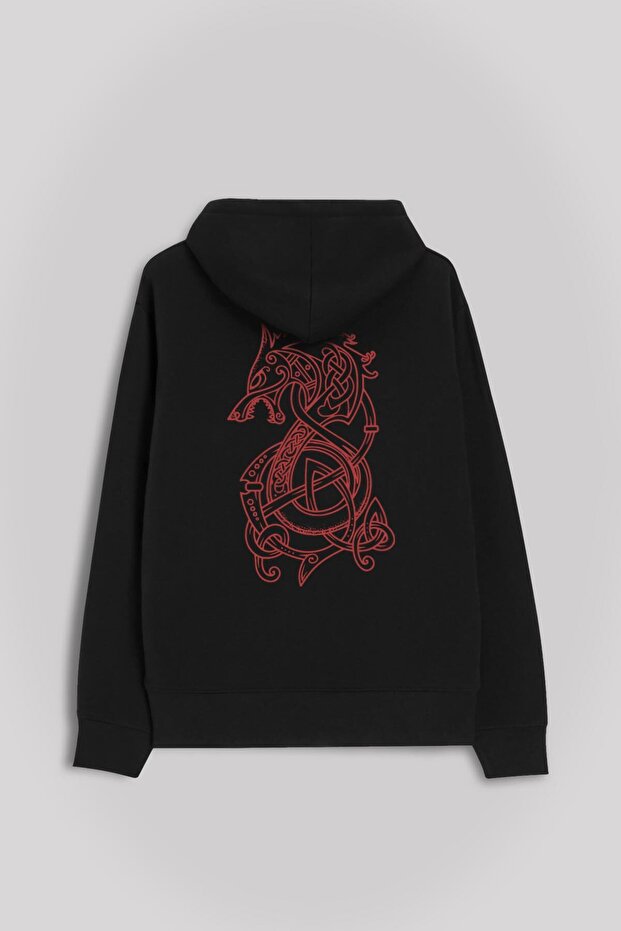 Viking Fenrir Wolf Vikings Wolf Head Street Front And Back Printed Sweatshirt Unisex Hooded Hoodie