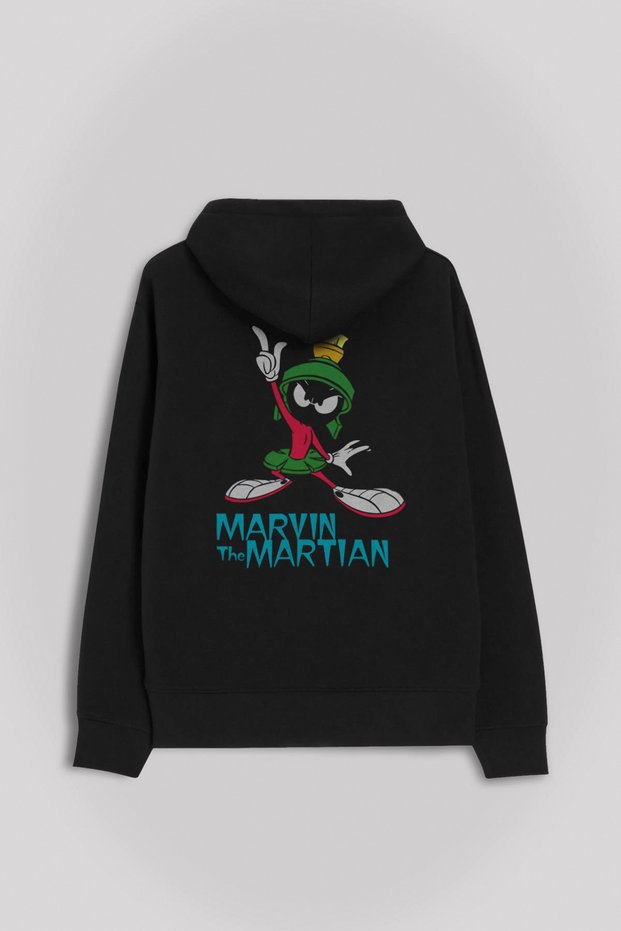 Marvin The Martian Marvin the Martian Cartoon Front and Back Printed Sweatshirt Unisex Hooded Hoodie