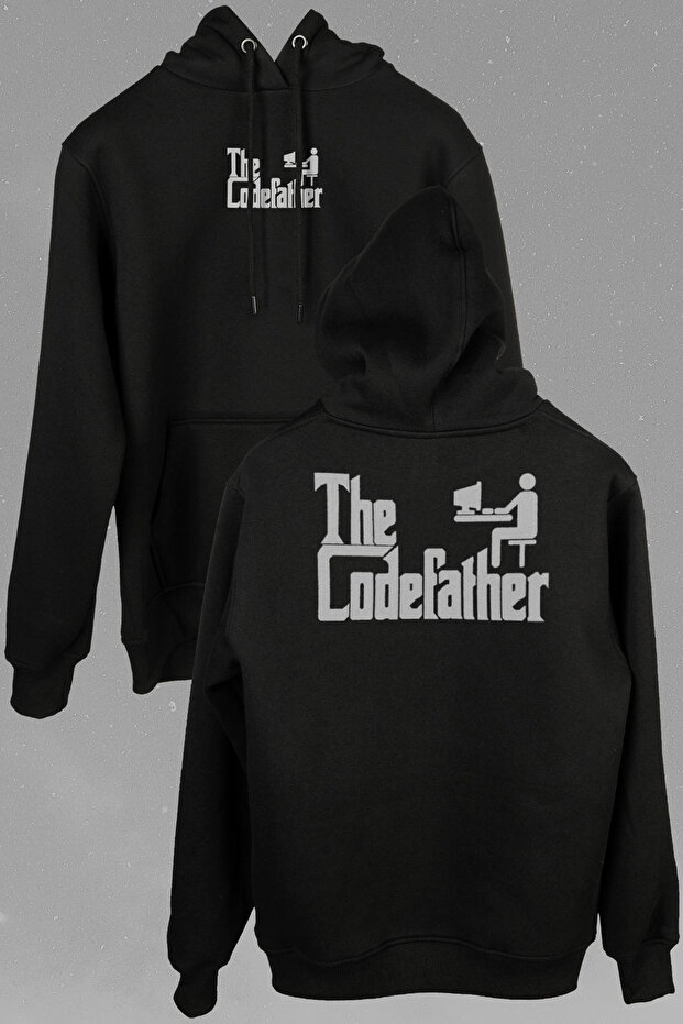 سويت شيرت بغطاء للرأس مطبوع عليه برنامج Codefather Computer Code Hacker Software من الأمام والخلف للجنسين