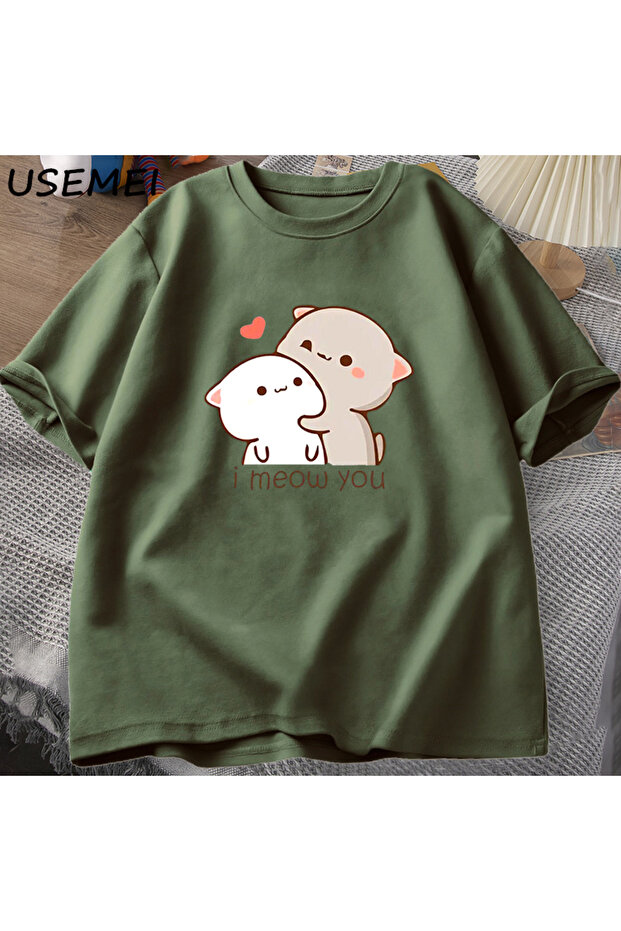 Funny Cat Printed T-Shirt Cute Bubu Dudu Tshirt Summer Cotton Short Sleeve Tee Women Erke
