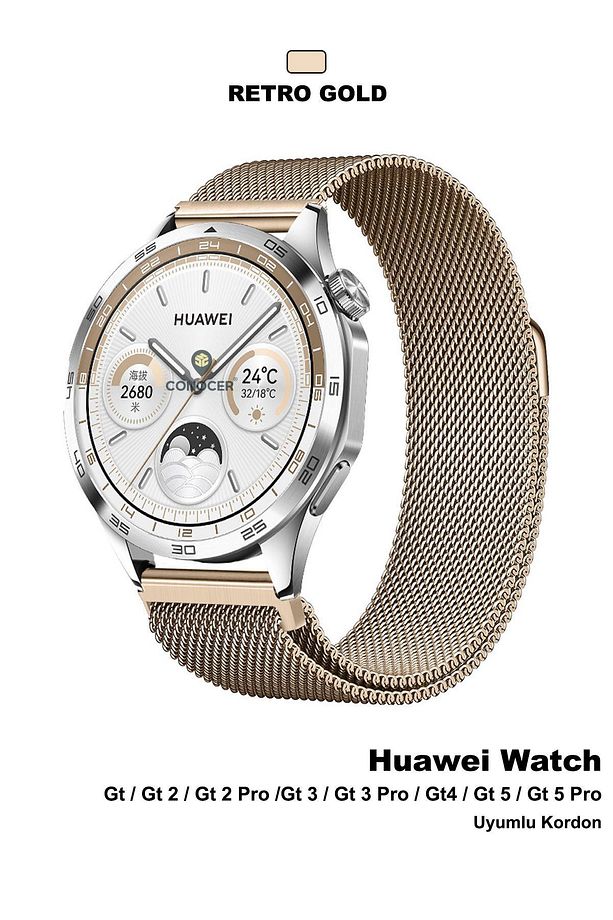 Huawei Watch Gt5 Gt4 Gt3 Gt2 Gt2e - Gt5 Pro Gt3 Pro Gt2 Pro (46MM) Metal Çelik Milano Hasır Kordon - 1