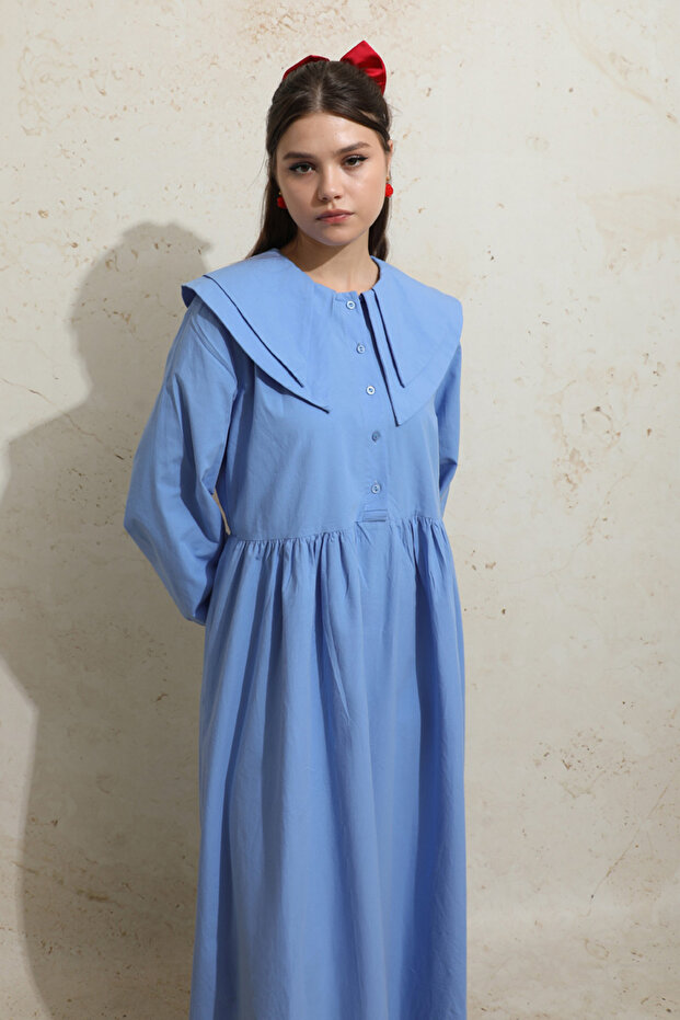 Blue Double Baby Collar Dress