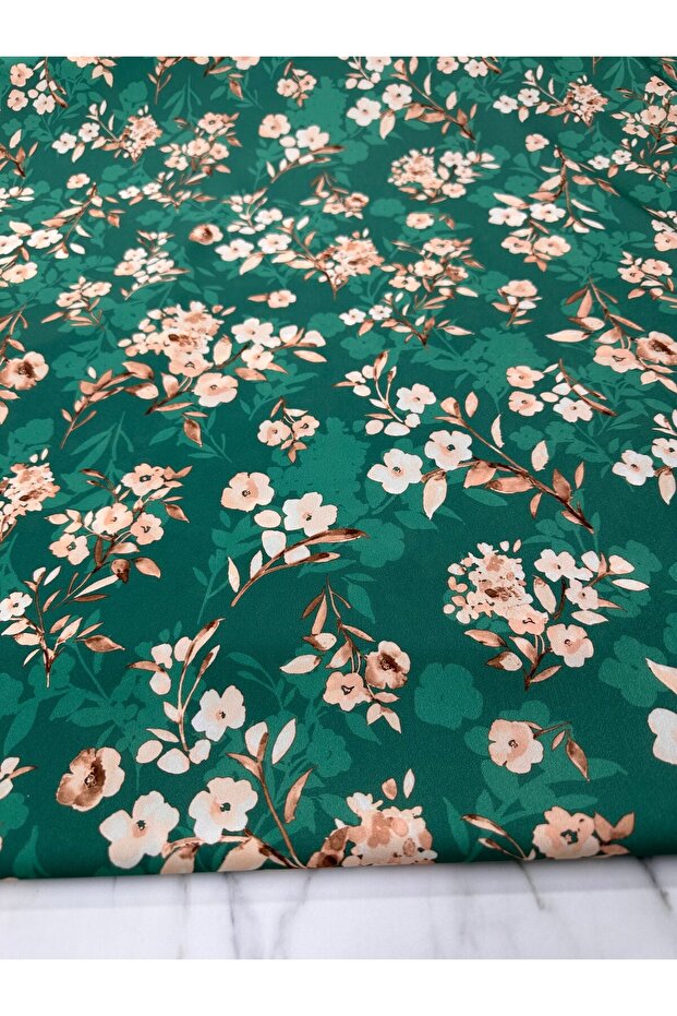 Erik Çiçeği Desen Elbiselik Gömleklik Krep Kumaş Ürünümüz Adet Olarak Satılır 1 Adet 1 Metre - 3