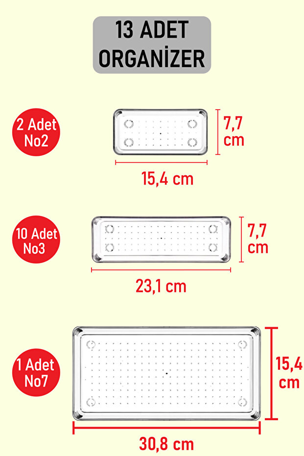 13 Pieces Transparent Hard Plastic Modular Organizer Set