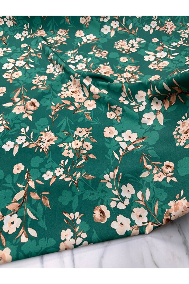 Erik Çiçeği Desen Elbiselik Gömleklik Krep Kumaş Ürünümüz Adet Olarak Satılır 1 Adet 1 Metre - 2