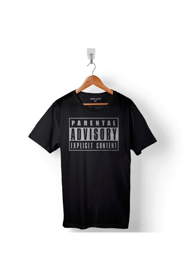 تي شيرت رجالي باللون الأسود مع محتوى صريح من Parental Advisory