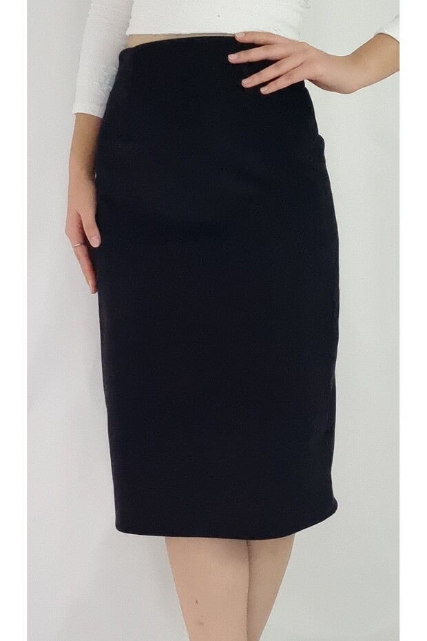 Black Velvet Midi Pencil Skirt