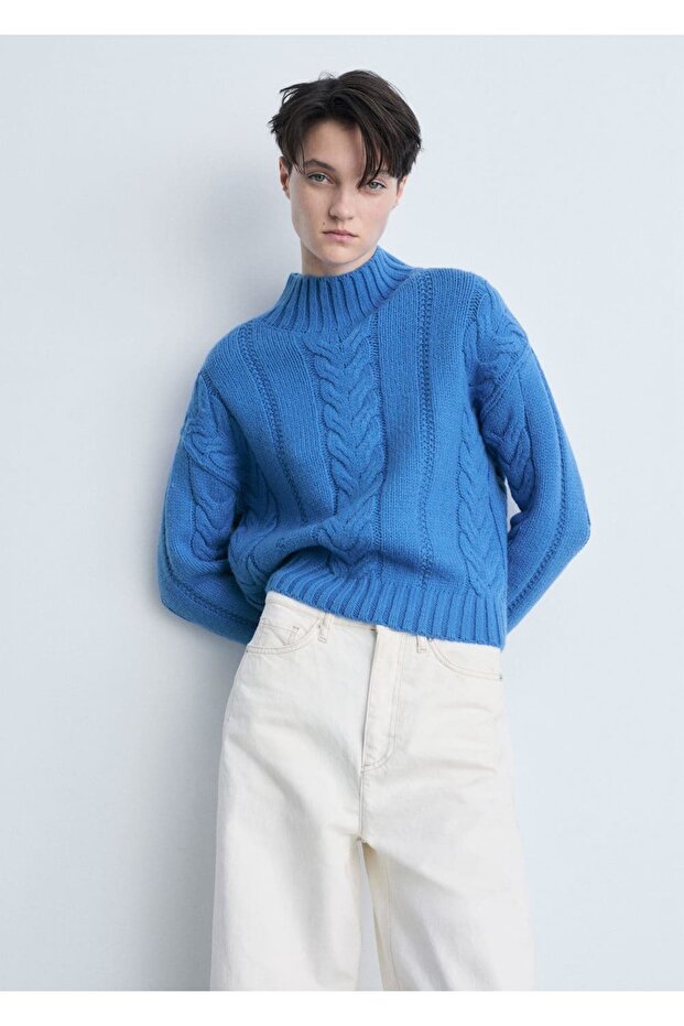 Perkins collar knitted patterned sweater