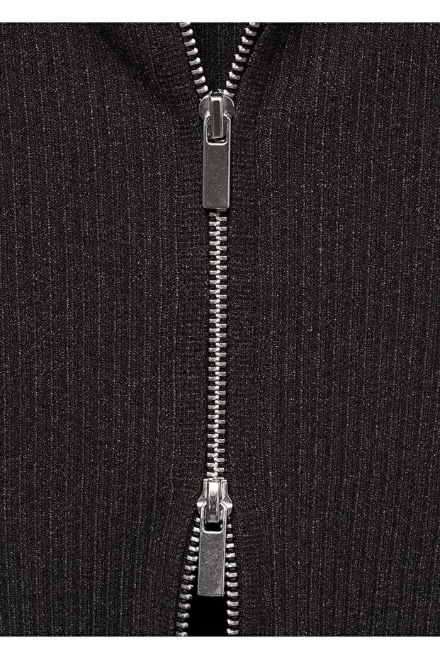 Fermuarlı triko hırka - 5