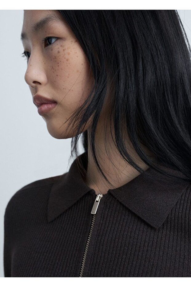 Fermuarlı triko hırka - 6