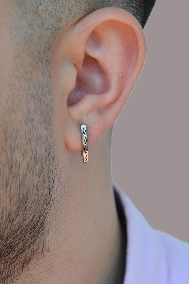 Men's Antique V Model Steel Earrings