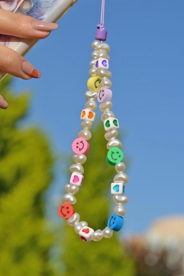 Colorful Emoji Fimo Bead Small Size Phone Strap Charm Accessory