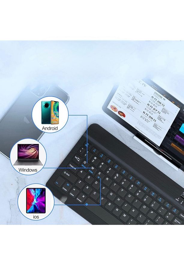 Tablet ve Telefonlar için Bluetooth Klavye ve Mouse Set Slim İnce - 6