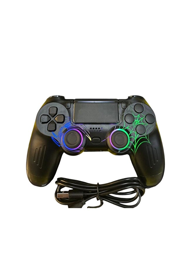 Ps4 Rgb Spiderman Işıklı Gamepad Ağ Örümcek Desenli Joystıck - 4