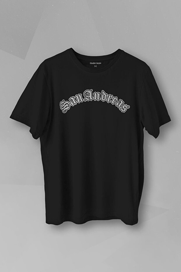 Unisex T-shirt San Andreas Typography Black Printed T-Shirt
