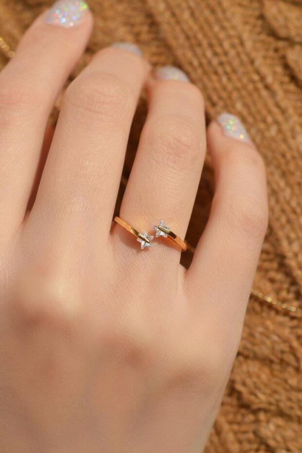 Star Model Steel Ring Gold Color