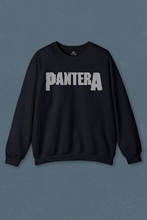 Navy Blue Sweatshirt Rock Pantera Groove Heavy Metal Logo Printed Unisex Sweat