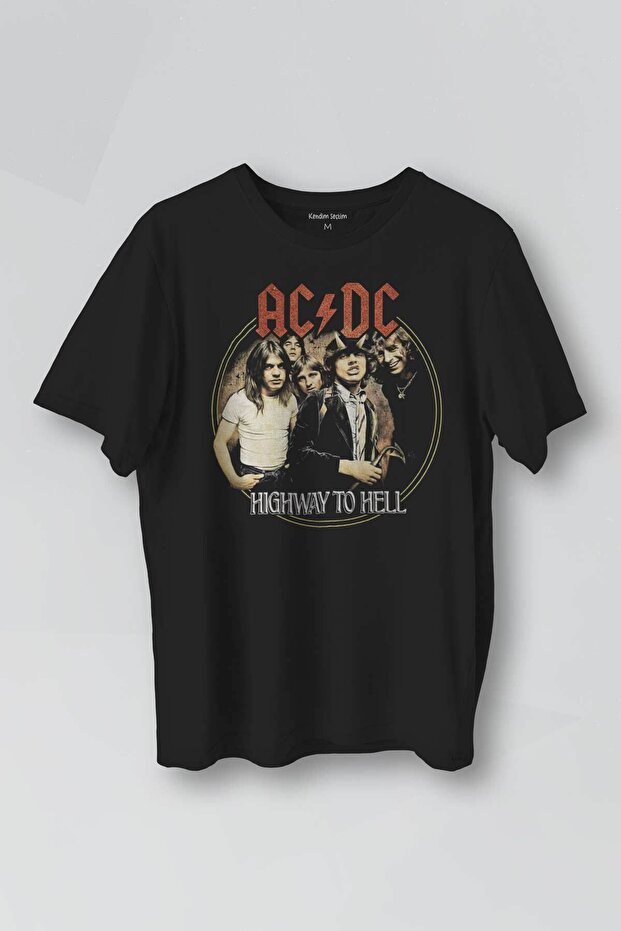 Black Printed T-Shirt Ac/Dc Angus Malcolm Young Hard Rock Ac Dc Guitar Guitar Unisex T-Shirt