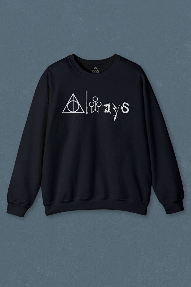 سويت شيرت أزرق داكن مطبوع عليه Harry Always Allways للجنسين