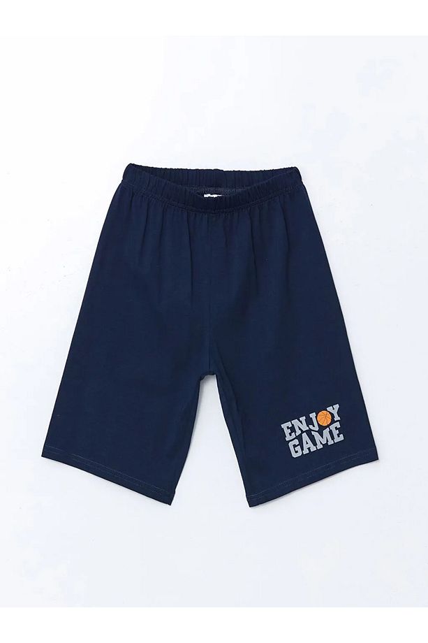 LCW Kids Gri Bisiklet Yaka Erkek Çocuk Şortlu Pijama Takımı - 3