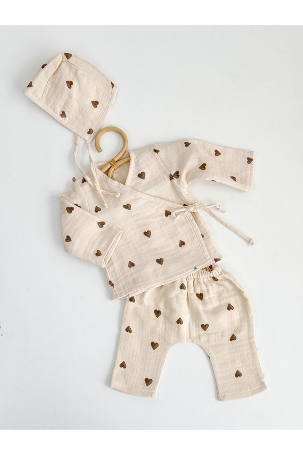 0-3 Months Multimusselin Newborn Set - Organic Printed, 3-Piece